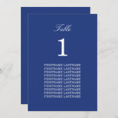 Gast-Namen Dark Blue Table Card (Vorne/Hinten)
