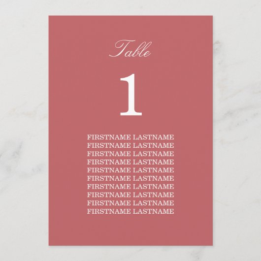 Gast-Namen Dusty Rose Rosa Tischkarte (Vorderseite)