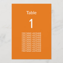 Gast-Namen Moderne, helle orange Tafelkarte