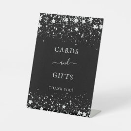 Gast-Party-Kartengeschenke von Black Silber-Stars Sockelschild