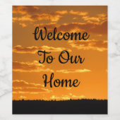 Gast Welcome Vacation Rental Orange Sunset Weinetikett (Einzelnes Label)