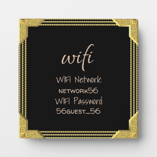 Gast WIFI Information Password Gold Frame Fotoplatte (Vorderseite)