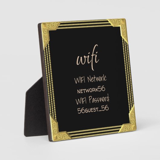 Gast WIFI Information Password Gold Frame Fotoplatte (Vorderseite)