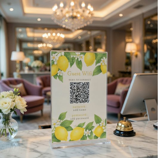 Gäst-WLAN-Schilder mit QR-Code, dekoriert mit Zitr Sockelschild