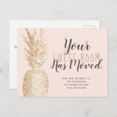 Gast Zimmer verschoben Ananas leicht Gold rot bewe Ankündigungspostkarte (Vorne/Hinten)