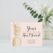 Gast Zimmer verschoben Ananas leicht Gold rot bewe Ankündigungspostkarte (Stehend Vorderseite)