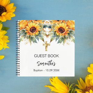 Gastbuch Taufe Sonnenblumen Aquarellkreuz Notizblock
