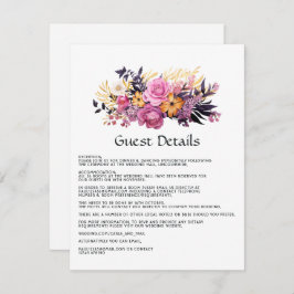 Gastdetails: Rosa, Lila, Schwarz und Gold Begleitkarte
