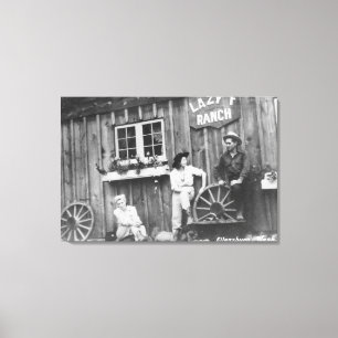 Gäste außerhalb einer faulen f-Ranch Gbd Leinwanddruck