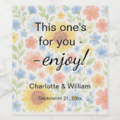 Gäste bevorzugen Sonnenblumen Blumen Blumen Hochze Weinetikett (Einzelnes Label)