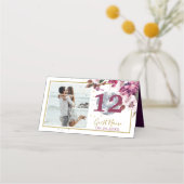 Gäste Gold Disco Elegantes Foto Tischnummer Platzkarte (Vorderseite)