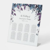 Gäste Seekarte Poinsettia Floral Moody Blue Sockelschild (Vorderseite)