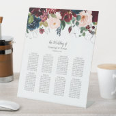 Gäste sitzen Chart Navy Blue und Burgund Floral Sockelschild (In Situ)