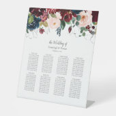 Gäste sitzen Chart Navy Blue und Burgund Floral Sockelschild (Vorderseite)