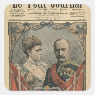 Gäste von Frankreich, König Friedrich VIII. und Kö Quadratischer Aufkleber