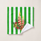 Gästebad Weihnachtsstreifen Persönlicher Name Badhandtuch Set (Waschlappen)