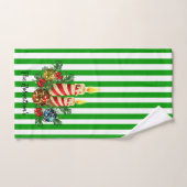 Gästebad Weihnachtsstreifen Persönlicher Name Badhandtuch Set (Handtuch)