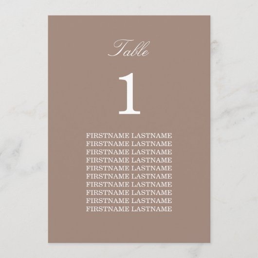 Gästebamen Taupe Table Card (Vorderseite)