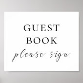 Gästebeschild. Schwarzweißskripthochzeit Poster (Vorne)