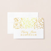 Gästebett Platzkarte Gold Falling Confetti Folienkarte (Vorderseite mit Umschlag)