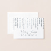 Gästebett-Platzkarte Silver "Under the Stars" Folienkarte (Vorderseite mit Umschlag)