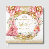 Gästebuch 16 . Geburtstag Blush Blume Gold (Vorderseite)