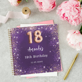 Gästebuch 18. Geburtstag lila Rose Gold Glitzer Notizblock