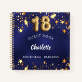 Gästebuch 18. Geburtstag navy blaue goldene Sterne Notizblock (Vorderseite)