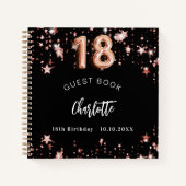 Gästebuch 18. Geburtstag schwarze Rose Goldstars Notizblock (Vorderseite)