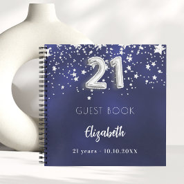 Gästebuch 21. Geburtstag navy blauen Sterne Notizblock