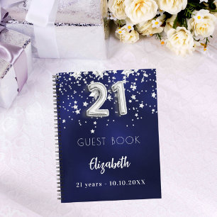 Gästebuch 21. Geburtstag navy blauen Sterne Notizblock