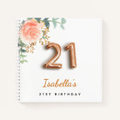 Gästebuch 21. Geburtstag Rose Gold Eukalyptus Notizblock (Vorderseite)