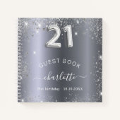 Gästebuch 21. Geburtstag Silberner Glitzer Name gl Notizblock (Vorderseite)