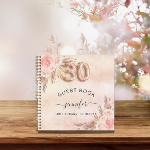 Gästebuch 30. Geburtstag Pampas Gras Rose Gold Notizblock