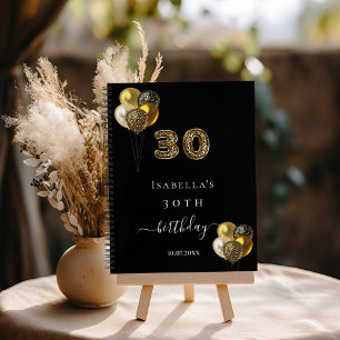 Gästebuch 30. Geburtstag schwarzer Gold leopard Dr Notizblock