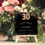 Gästebuch 30. Geburtstag schwarzer goldener Glitze Notizblock