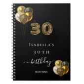 Gästebuch 30. Geburtstag schwarzes Gold Leopard Ti Notizblock (Vorderseite)