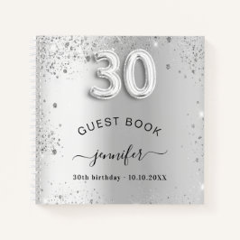 Gästebuch 30. Geburtstag Silberner Glitzer Name gl Notizblock
