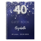 Gästebuch 40. Geburtstag navy blauen Silberstars Notizblock (Vorderseite)