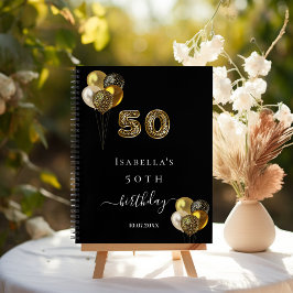 Gästebuch 50. Geburtstag schwarzes Gold Leopard Ti Notizblock