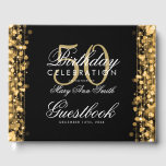 Gästebuch 50th Birthday Party Glitzern Gold<br><div class="desc">Elegante 50. Geburtstagsparty Glitzern Gold Vorlage. Mit goldenen Lichtern,  goldener Saite und goldenen Glitzern.</div>