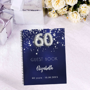 Gästebuch 60. Geburtstag navy blauen Silberstars Notizblock
