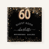 Gästebuch 60. Geburtstag schwarzer goldener Glitze Notizblock (Vorderseite)