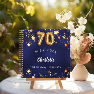 Gästebuch 70. Geburtstag navy blauen goldenen Ster Notizblock