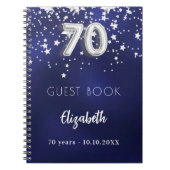 Gästebuch 70. Geburtstag navy blauen Silberstars Notizblock (Vorderseite)
