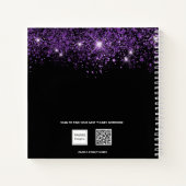 Gästebuch 70. Geburtstag schwarz lila Glitzer Name Notizblock (Rückseite)