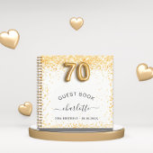 Gästebuch 70. Geburtstag Weißgold Glitzer Notizblock