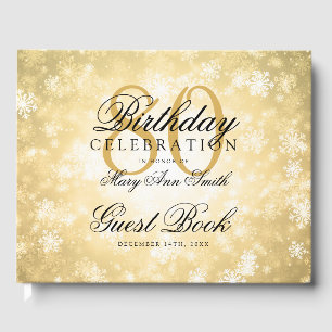 Gästebuch 80. Geburtstag Gold Winter Wonderland