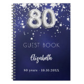 Gästebuch 80. Geburtstag navy blauen Silberstars Notizblock (Vorderseite)