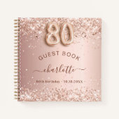 Gästebuch 80. Geburtstag Rose Gold Glitzer rot Notizblock (Vorderseite)